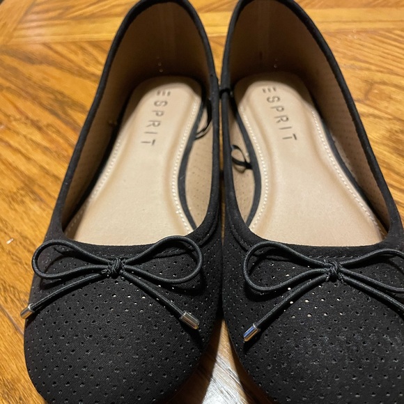 ESPIRIT Womens Shoes Black Flats 7M with Bowtie laces - Picture 12 of 12